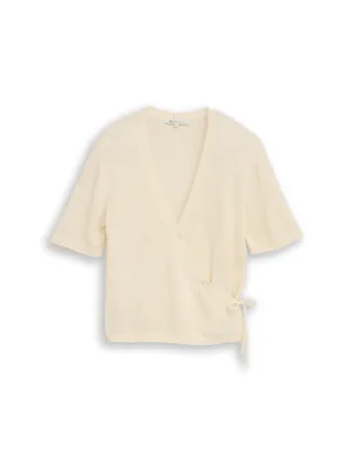 Denim Tom Tailor - Relaxed Fit Wrap Cardigan dove white - Gr. - M