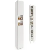 TREND WERK Hochschrank Badschrank schmal stehend B24 x T31 x H172 cm (Schmaler Badezimmerschrank mit Regalfächern & Stauraum) Holzoptik, offene & geschlossene Fächer, Standregal Bad, platzsparend