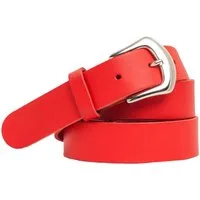 shenky Ledergürtel 3cm Breite Gürtel aus Leder Herrengürtel Damengürtel (Weiß und Rot, glattes Leder)