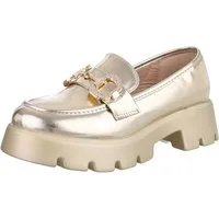 Ital-Design Modischer Loafer mit Schnalle für Damen - Komfort & Stil Slipper (89852412) Blockabsatz Mokassins in Gold