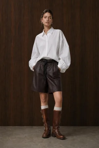 Jane Lushka - Sola eco leather bermuda shorts dark brown - Gr. - S