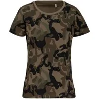 Kariban Print-Shirt Damen-T-Shirt Camo mit kurzen Ärmeln