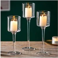 LuxusKollektion Teelichthalter 3er Set Teelichthalter Glas - Elegante Kerzenständer für Hochzeit