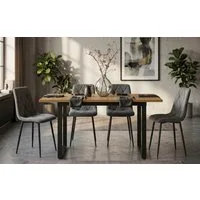 B&D home Essgruppe Essgruppe Anna & Vicka, (Set, 5-tlg., 1 Tisch / 4 Stühle), Esstisch ausziehbar bis 160cm für 4-6 Personen, Stühle in Samtstoff