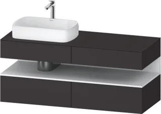 Duravit Qatego Konsolenwaschtischunterbau wandhängend Graphit Supermatt 1400x550x600 mm - QA47650188 QA4765018800010