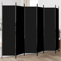 furnicato Raumteiler Schwarzer Falt-300 x 200 cm mit sechs Paneelen, 1-tlg., Klappbare Sichtschutzwand aus Polyesterstoff für das Schlafzimmer