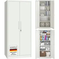 STEELSØN Aktenschrank Regulus aus Stahl, abschließbar (Weiß) Spindschrank mit 4 höhenverstellbaren Einlegeböden, inkl. Schloss