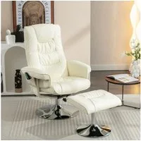 MODFU Massagesessel Massagesessel,Heizfunktion und Fußhocker (Massagesessel mit Kunstleder-Leder und 5-Kunstledernkt-Massagegerät – Drehbar, Heizfunktion, Fußhocker, Modernes Design)