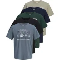 Jack & Jones Print-Shirt (Spar Set, 5er-Pack) T-Shirts mit Aufdruck aus Baumwolle