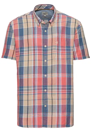 camel active - Karohemd aus Leinenmix faded red - Gr. - 4XL