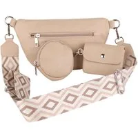 MIRROSI Bauchtasche Damen Taschen, Umhängetasche, Brusttasche, 27x16x9cm Veganes Leder (Schultertasche für jeden Anlass, inkl. 1 Geldbörse und 1 Münzbeutel), Crossbody Bag, Bohemian gemusterten& verstellbaren Schulterriemen