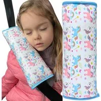 HECKBO Schlafkissen Auto Schlafkissen Einhorn Motiv für Kinder Mädchen Auto Gurtkissen