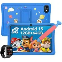 TABWEE 10" Kinder tablet Android15 mit Hülle/Stift/ Smartwatch Tablet (10.1", 64 GB, Android15, Google Kids Space/5G wifi/Android 15/mit Stift/Kinder-Smartwatch)