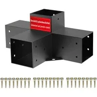 SO-TECH® Pfostenbeschlag Holzverbinder Bodenanker vierkant - starker Korrosionsschutz (1 St), Stahl schwarz, Mittelverbinder 90 x 90 mm