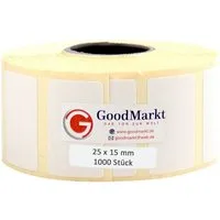 GoodMarkt Etiketten 25x15mm Selbstklebende Thermo Etiketten auf Rolle 1000 Labels, Adressetiketten Haushaltsetiketten Bedruckbar Aufkleber für Büro Küche