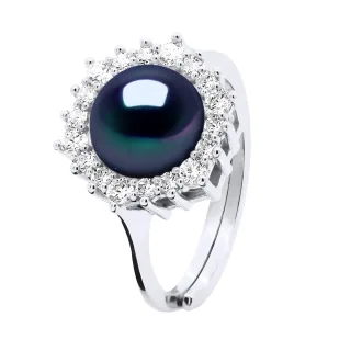 Ringschmuck - Echte Süßwasser-Zuchtperle, rund 8-9 mm