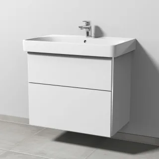 Sanipa 3way Waschtischunterbau zu Geberit Smyle Square Waschtisch mit 2 Auszügen, Weiß-Soft BR67243