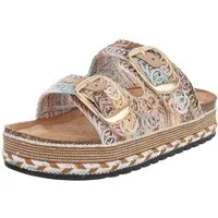 Ital-Design Elegante Sandalen mit Komfort und stilvollen Riemen Plateausandaletten (91512151) Flach Pantoletten in Beige