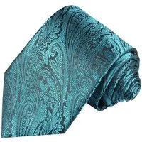 Paul Malone Krawatte Herren Seidenkrawatte Schlips modern paisley floral 100% Seide Schmal (6cm), aqua blau 373