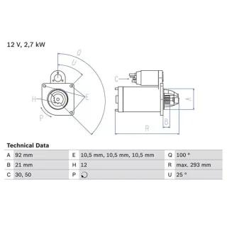 Bosch Anlasser 2,7 kW Ford A-Series Transit