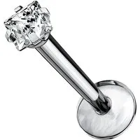 Taffstyle Piercing-Set Titan Lippenpiercing Stecker Kristall Quadrat Kopf 1,2mm x 10mm x 2mm (Ohrpiercing Cartilage Tragus Helix Lobe Knorpel Piercing), Monroe Stud Ohr Labret Stecker Ohrpiercing Cartilage Tragus Piercing