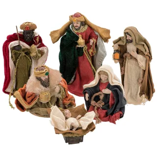 Krippenfiguren mit Stoffbekleidung, 4–13cm