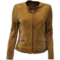Zimmert Leather Lederjacke Bea (1-St) kragenlos, weiches Lammnappa, leichte Lederjacke, cognac, braun, Rot