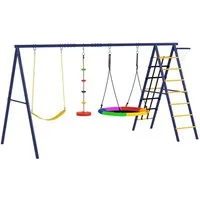 AIYAPLAY Schaukelgestell 5-in-1-Schaukel für Kinder, (mit Kletterleiter, Netz, 1-tlg., robuste A-Rahmen-Gartenschaukel)
