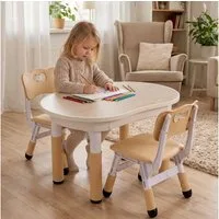 TLGREEN Kindertisch Kindersitzgruppe Höhenverstellbar, Maltisch Kinder Tisch Stuhl Set (Kindertisch und Stuhlset für Essen Spielen), Maltisch für Klassenzimmer Kindergärten
