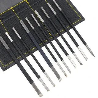 High Carbon Steel Stone Carving Tools Set 10pcs Engraving Sculpture Chisel Non Slip Handle Ideal for Soapstone Alabaster