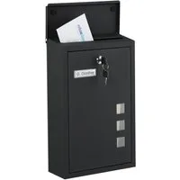 relaxdays Wandbriefkasten Briefkasten Hochformat, schwarz