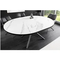 riess-ambiente Esstisch MIKADO 120–160cm weiß/schwarz - Keramik, oval, ausziehbar, 6 Personen (Einzelartikel, 1-St), Sterngestell aus Metall & Marmor-Design - ideal für Dein Esszimmer