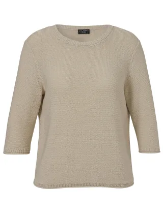 VIA APPIA DUE - Pullover Rundhals 3/4 Arm Struktur beige - Gr. - 44