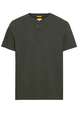 camel active - Kurzarm Henley-Shirt mit geripptem Kragen leaf green - Gr. - 4XL
