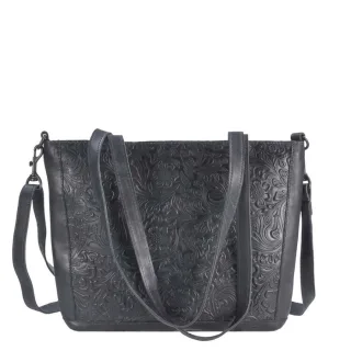 Shopper Leder 36x26cm "Flower" blau Bear Design CP2029