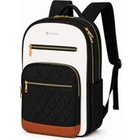 Bronea Cityrucksack CITY TRAVEL Rucksack Damen Herren – 15,6 Zoll Laptopfach (Farbe off-white oder schwarz/off-white, Viel Platz. Clever organisiert. Stilvoll unterwegs), Twill Polyester, viele Fächer, gepolsterte Gurte & Ladeanschluss