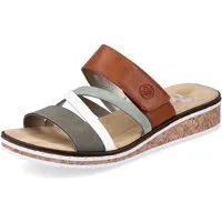Rieker Pantolette Keilabsatz, Sommerschuh, Schlappen mit Klettriemchen