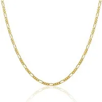 Miore Gliederkette SIL029C - 18 kt vergoldete Silberkette 46 cm - 925 Sterling Silber, Figaro Halskette mit 2,2mm Dicke - Made in Italy