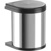 Hailo Einbaumülleimer Hailo Abfallsammler 3515031 Edelstahl poliert Schwarz 15 Liter, für Schrankbreite ab 400 mm mit Drehtür