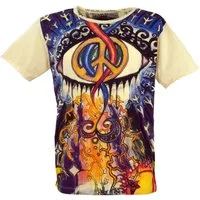 Guru-Shop T-Shirt Mirror T-Shirt - Peace vanille Goa Style, Festival, alternative Bekleidung
