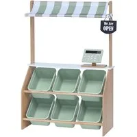 TEAMSON™ KIDS    Kaufladen Marktstand aus Holz Rollenspielset mit Fächern & Markise