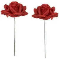 Kunstblume Wachsrosen mit Stiel als Kunstrosen Rosen-Blüten in rot Rosen, matches21 HOME & HOBBY, Höhe 18 cm, 2 künstliche Wachs-Blüten Textil-Rosen Blumengestecke Deko-Rosen