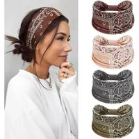 Zaewry Haargummi 4 Stück Damen-Stirnbänder, Weiche Elastische Boho-Kopfbänder, 4-tlg., Extra Breite Haarbänder,für Make-up, Yoga, Büro und Alltag,Rutschfest