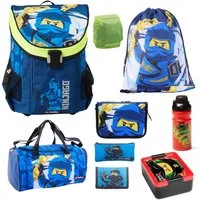 LEGO® Bags Schulranzen Lego Ninjago Einschulungs-Set "Easy" Dose, Flasche, Sporttasche (Set, 9-tlg., mit Dose, Flasche und Sporttasche), ab der 1. Klasse, Ultra-Leicht, 16L Volumen, wasserabweisend