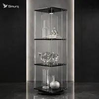Simurq Glasvitrine mit LED-Touch-Licht und 360° Sockel für Deko und Figuren (1-St., 6 Varianten verfügbar) 360° drehbar, 38 × 38 cm Stellfläche, LED-Touch-Licht