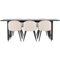 ebuy24 Essgruppe Oslo Essgruppe Esstisch 100x220cm schwarz und 6 Sk, (7-tlg)