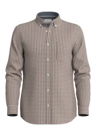 s.Oliver Red Label - Karohemd aus Baumwollstretch braun - Gr. - S