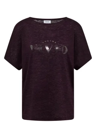 Cecil - Locker geschnittenes T-Shirt mit Frontprint lila/rot - Gr. - S