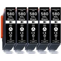 Druckerparadies 5er Sparpack für Canon 580 XXL Druckerpatronen Set Tintenpatrone (5-tlg., TS6150 TS6151 TS6240 TS6241 TS6250 TS6251 TS6350 TS6351 TS705)