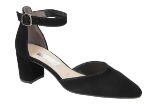 Gabor 81.340.17 Damenschuhe Riemchen Pumps Schwarz Velourleder Fu?bett Schnalle